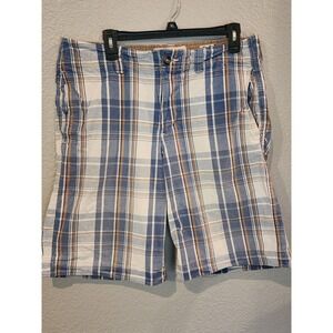 Mossimo Supply Co Men's Blue Plaid Cargo Shorts Size 34 Inseam 9"